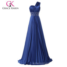 Grace Karin One Shoulder Long Evening Dress Women Navy Blue Prom Dress CL6021